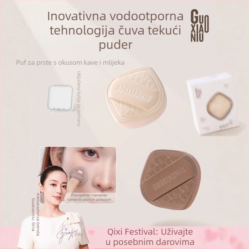 Guoxiaoniu mliječnako-kava nijansa: prstni puder puff, cushion blush, mini prst puff, beauty egg za highlighter i konturiranje