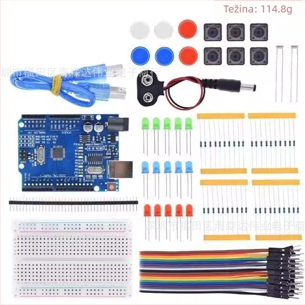 Hysenda UNO R3 Starter paket 13-u-1 s matičnom pločom, breadboard s 400 rupa, LED set