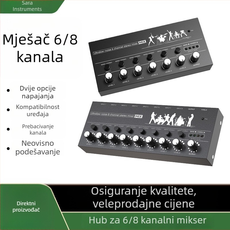 Audio mikser sa 6 i 8 kanala, hub instrumenata, mini kontroler