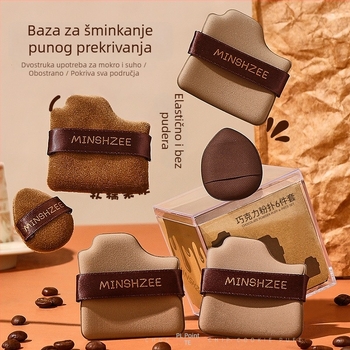 Mingxizhi čokoladna puderna spužvica za fondaciju, izuzetno mekana, dvostruka upotreba za suhu i mokru primjenu, kozmetička spužva, veličine palca