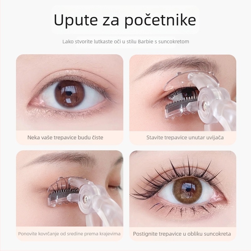 Honey Bunch kliješta za trepavice sa širokim zubima, prijenosna za početnike, dugotrajno uvijanje i oblikovanje, prirodni alat za trepavice s motivom suncokreta