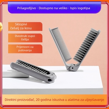 Sklopivi češalj, kompaktan i prijenosan za putovanja, dvostruki završetak za pletenice i dječju kosu