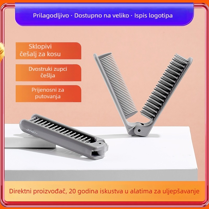 Sklopivi češalj, kompaktan i prijenosan za putovanja, dvostruki završetak za pletenice i dječju kosu