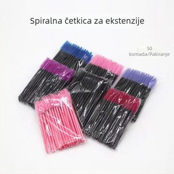 Set od 50 jednokratnih četkica za trepavice i obrve, spiralna četkica za obrve i zakrivljeni vrh, prijenosno pakiranje