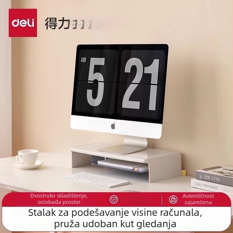 Deli stolni nosač monitora za računalo s podignutom bazom, stolni držač i skladišni regal