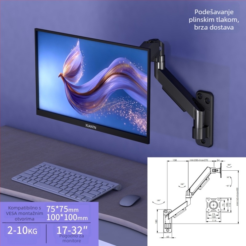 Zidni nosač monitora za 17–32 inča, univerzalni, s mehanizmom podizanja