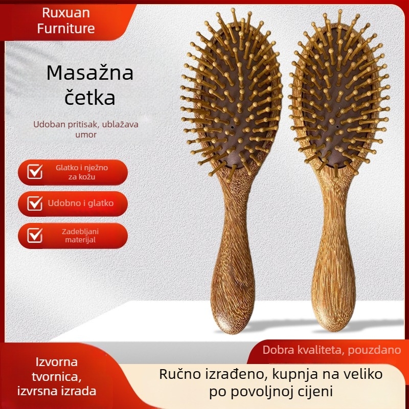 Četka za masažu kose od sandalovine s zračnom jastučićem, masivno drvo, izravnavanje kose, za kućnu upotrebu