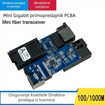 Mini gigabitni jednovlaknasti optički transceiver sa SC konektorom, 1 optički priključak i 1 električni priključak
