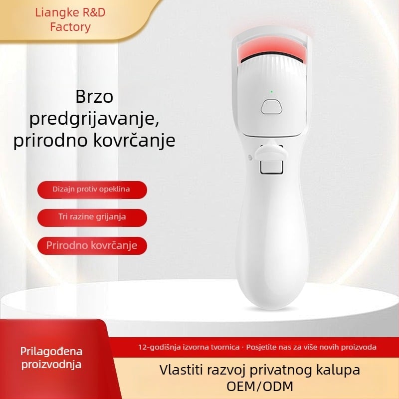 Električni uvijač trepavica s mogućnošću punjenja i inteligentnom kontrolom temperature, brzo zagrijavanje, dugotrajno uvijanje trepavica