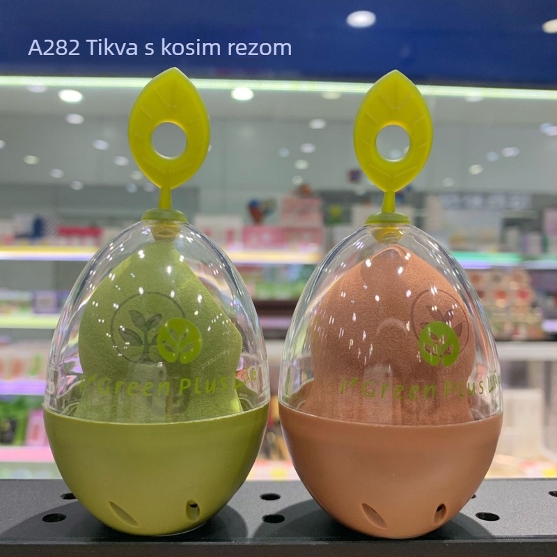 Zeleno jajeva spužva za puder – kozmetički alat za suho i mokro nanošenje, nabrekne kada se namoči