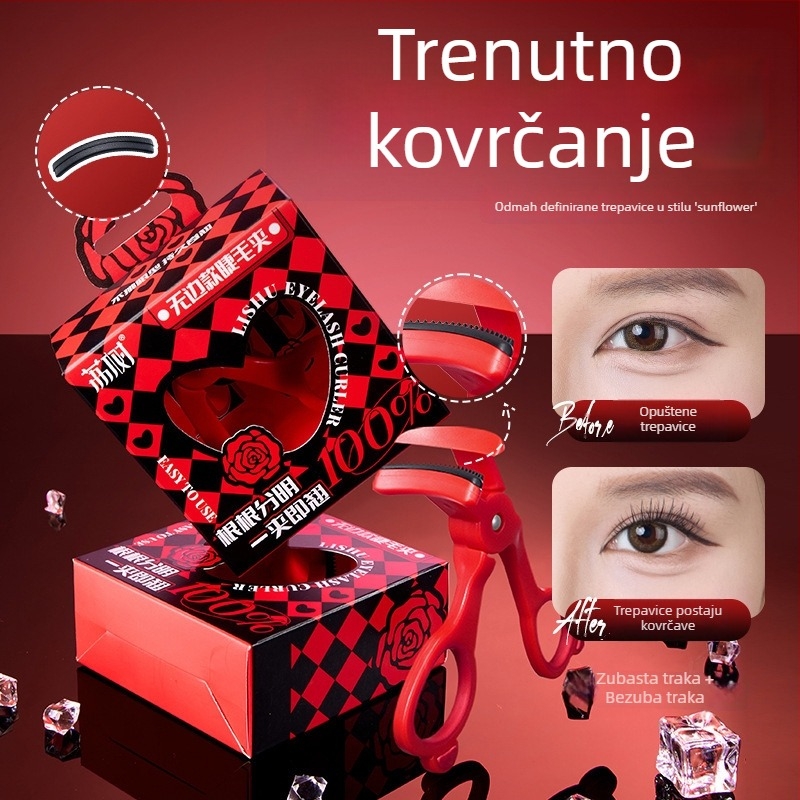 Lishu uvijač za trepavice bez okvira, s češljićastim zubima, široki kut, dugotrajna zavojnica, dizajn suncokreta