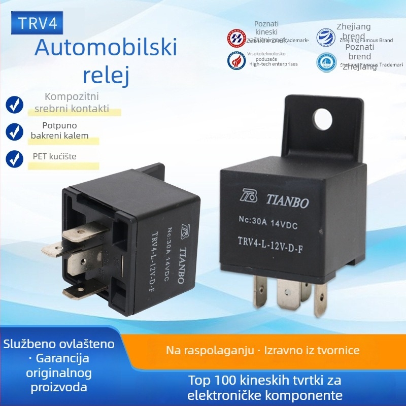 TRV4 automobilski relej s četiri pina, normalno zatvoren, kompatibilan s utičnicom