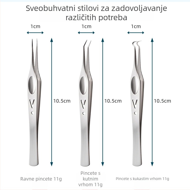 Zhongwei set alata za akne od nehrđajućeg čelika – kliješta za akne, igle za akne, igle za crne mrlje, visokoprecizni prilagođeni set
