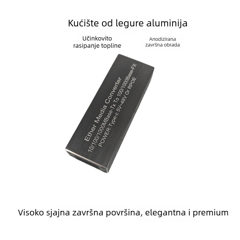 Gigabitski optički transiver s napajanjem Type-C, pretvarač 1 optički u 1 električni, multimodalan, podržava reverzni PoE