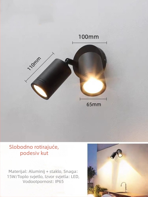 Vanjska zidna svjetiljka za poslovne i hotelske natpise, vodootporan usmjeren reflektor za reklamu i osvjetljenje zida