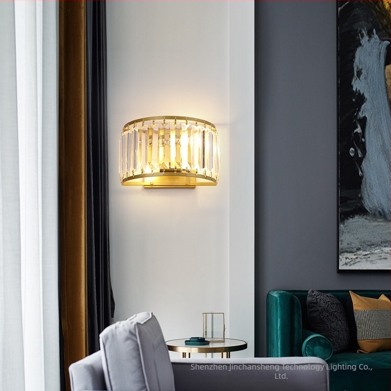 Kristalna zidna svjetiljka u američkom stilu – crno-zlato željezni Art Deco LED rasvjeta za dnevni boravak, pozadinu TV-a, hodnik i noćnu lampu.