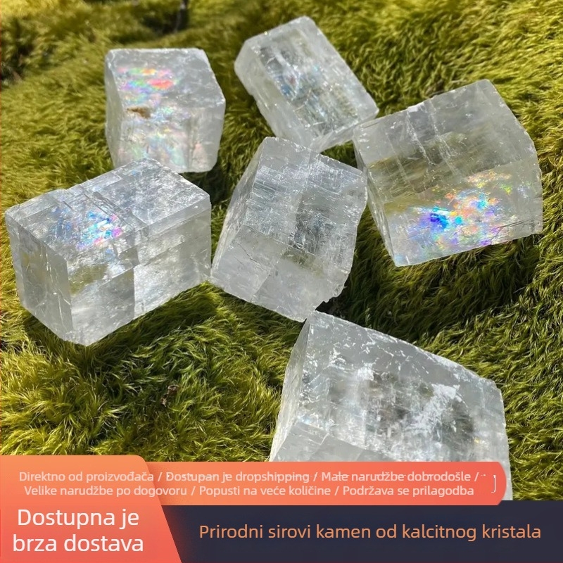Prirodni Icestone sirovi kamen, bijeli kalcit, za optička istraživanja, rasvjetu i aromaterapiju, mineralni primjerak, ukrasni kamen