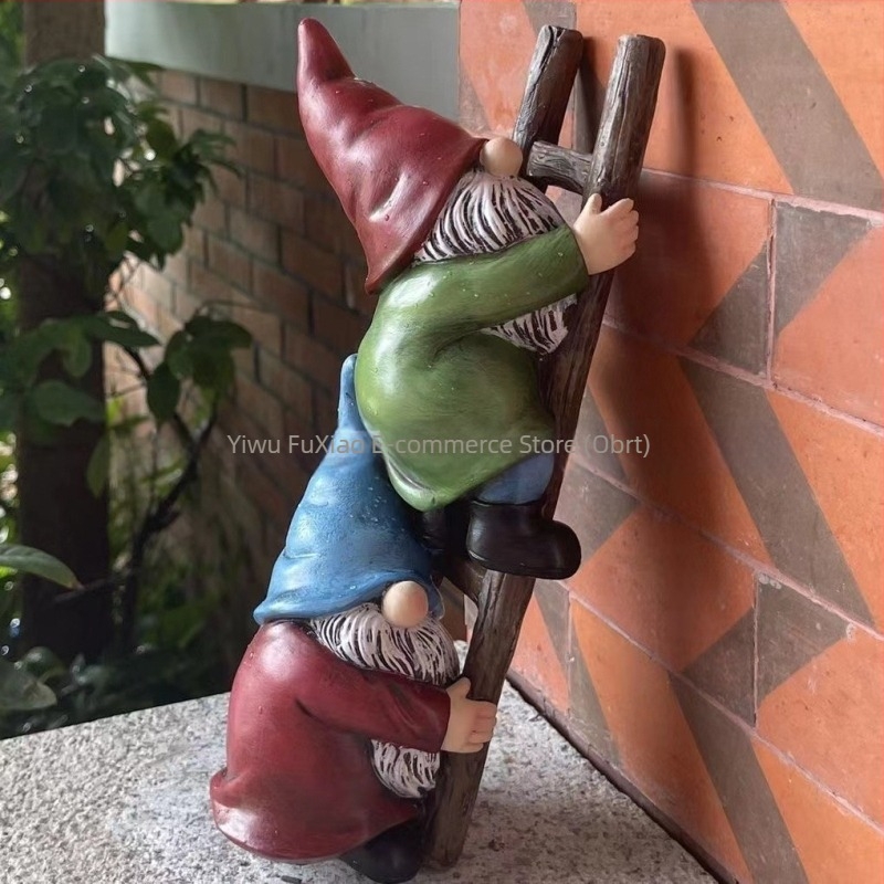 Figura od smole: patuljak koji se penje uz stepenice, dekor za vrt i balkon, slatka