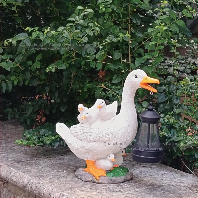 Patka od smole sa solarnim napajanjem, ukras za vrt, dvorište, pastoralni stil, ručna izrada