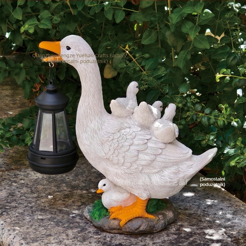 Patka od smole sa solarnim napajanjem, ukras za vrt, dvorište, pastoralni stil, ručna izrada