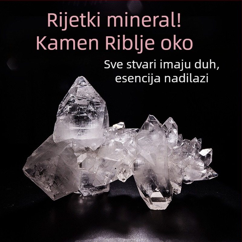 Prirodni kristalni kamen s ribljim okom, sirovi mineral, bijeli kristalni ukras i uzorci minerala