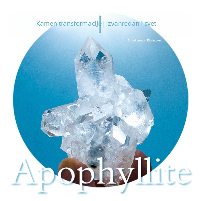 Prirodni kristalni kamen s ribljim okom, sirovi mineral, bijeli kristalni ukras i uzorci minerala