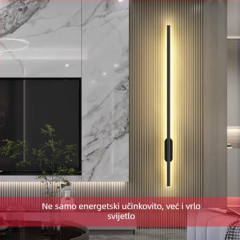 Moderna minimalistička LED dugačka stenska svjetiljka s anti-odsjajem za unutarnju upotrebu - spavaća soba, dnevni boravak, blagovaonica, pozadina TV-a