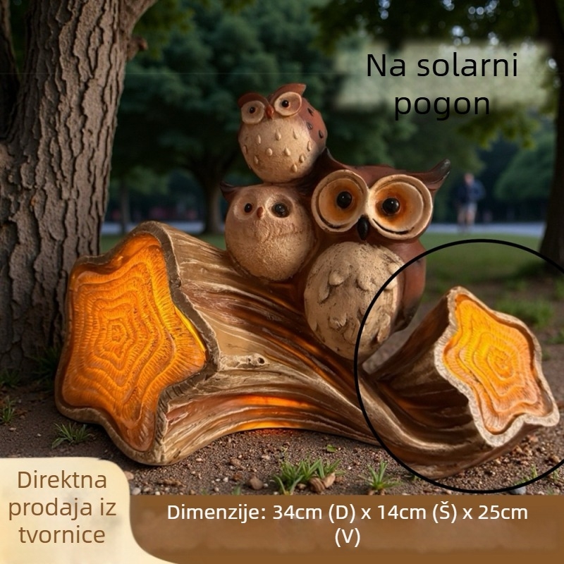 Solarna sova dekorativni ukras za vanjski prostor, vrt i balkon
