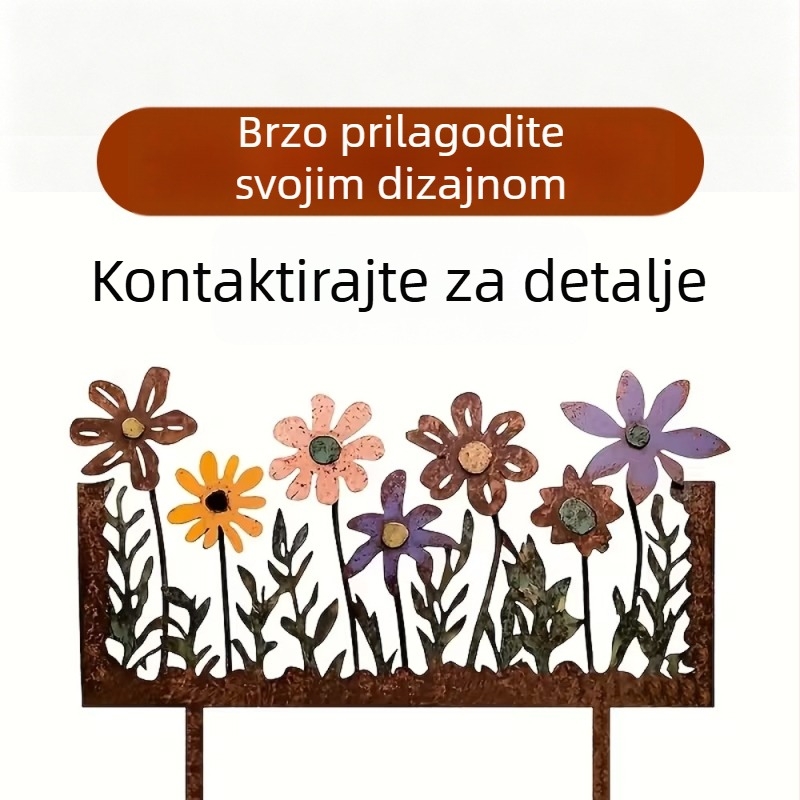 Kovane metalne vrtne dekoracije s cvijećem i travom, europsko-američki stil, svjež seoski dizajn