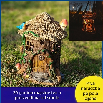 Solarna svjetlosna figura od smole za vanjski vrt, dekor pejzaža, mali kućni ukras, noćna svjetiljka dvorišta, bonsai u europskom stilu