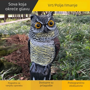 Kreativna realistična sova ukras s glavom koja se okreće 360° na vjetar, za vanjski vrt – odboj ptica i glodavaca