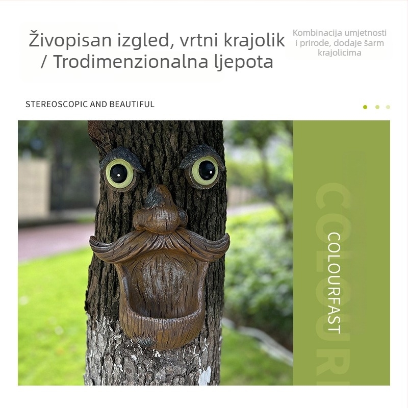 Hranilica za ptice od smole s dizajnom kore drveta – ukras za vrt