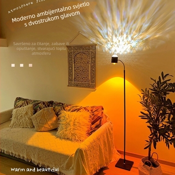 Podna lampa s motivom vodnih valova u boji zalazak sunca, moderna minimalistička LED rasvjeta za dnevni boravak