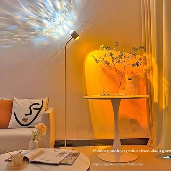 Atmosferska lampa s vodnim valovima i bojom zalaska sunca, dvostruka stojeća lampa za dnevni boravak, pozadina za uživo emitiranje i kozmetički salon
