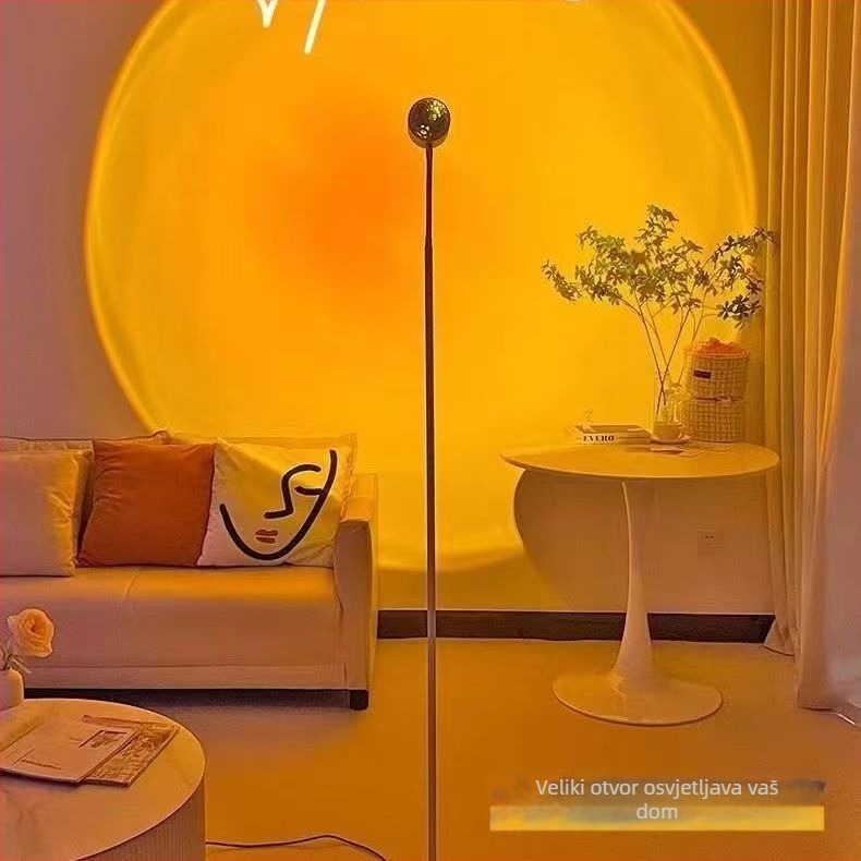 Atmosferska lampa s vodnim valovima i bojom zalaska sunca, dvostruka stojeća lampa za dnevni boravak, pozadina za uživo emitiranje i kozmetički salon