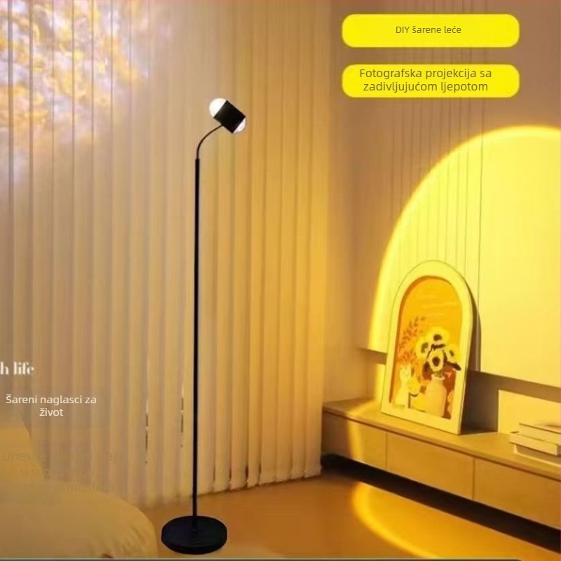 Atmosferska lampa s vodnim valovima i bojom zalaska sunca, dvostruka stojeća lampa za dnevni boravak, pozadina za uživo emitiranje i kozmetički salon