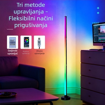 RGB podna lampa s promjenom boja i zvukom aktiviranim ambijentalnim osvjetljenjem, pogodna za spavaću sobu, kut sobe i prostor za streaming/gaming