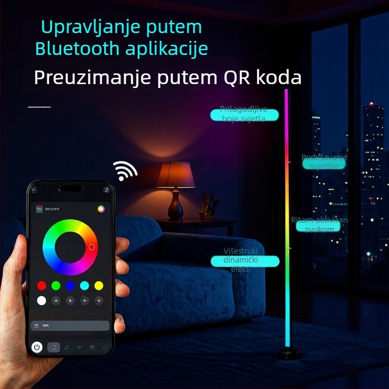 RGB podna lampa s promjenom boja i zvukom aktiviranim ambijentalnim osvjetljenjem, pogodna za spavaću sobu, kut sobe i prostor za streaming/gaming