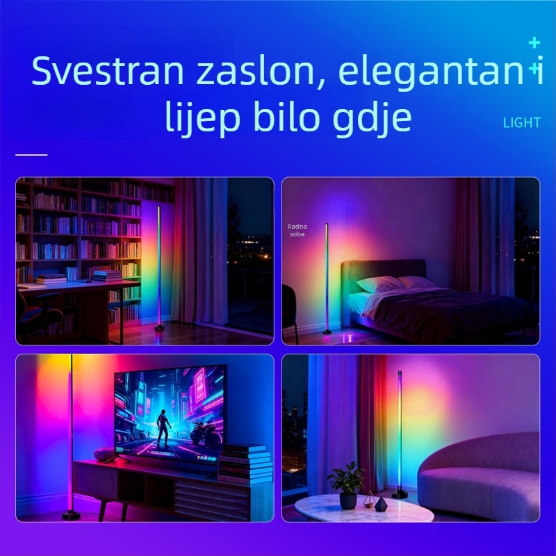 RGB podna lampa s promjenom boja i zvukom aktiviranim ambijentalnim osvjetljenjem, pogodna za spavaću sobu, kut sobe i prostor za streaming/gaming