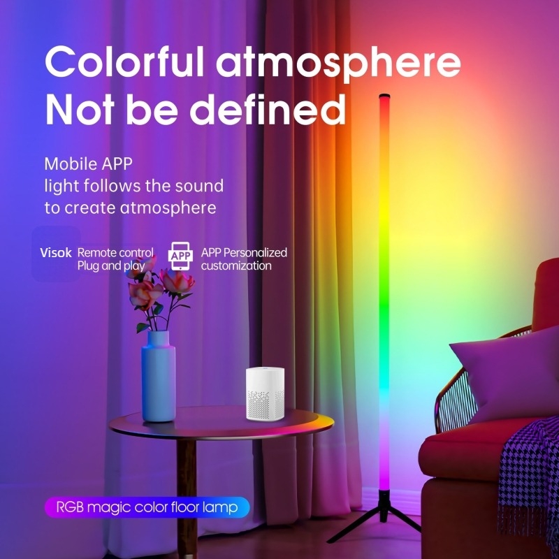 RGB podna lampa s promjenom boja i zvukom aktiviranim ambijentalnim osvjetljenjem, pogodna za spavaću sobu, kut sobe i prostor za streaming/gaming