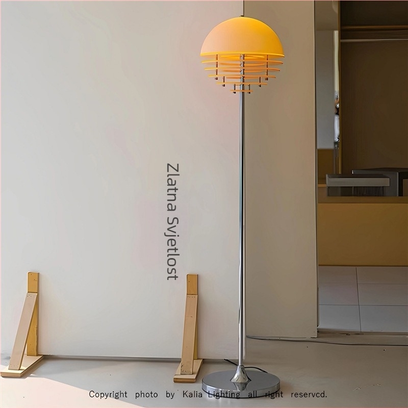Narančasta LED podna lampa, talijanskog luksuza, Bauhaus atmosfera, za spavaću sobu ili dnevni boravak uz kauč