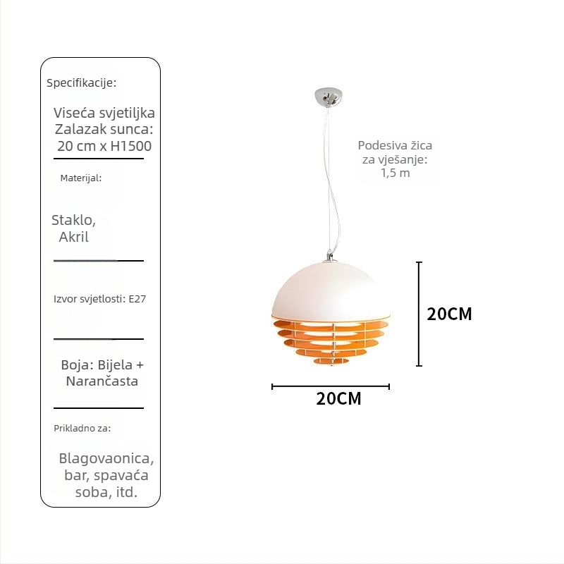 Narančasta LED podna lampa, talijanskog luksuza, Bauhaus atmosfera, za spavaću sobu ili dnevni boravak uz kauč