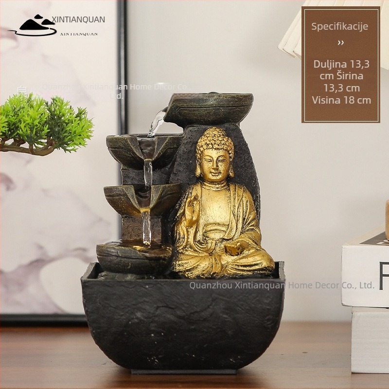 Zen inspirirani stolni vodeni fontan s kruženjem vode, dekor dnevnog boravka i ulaza, Feng Shui privlači bogatstvo
