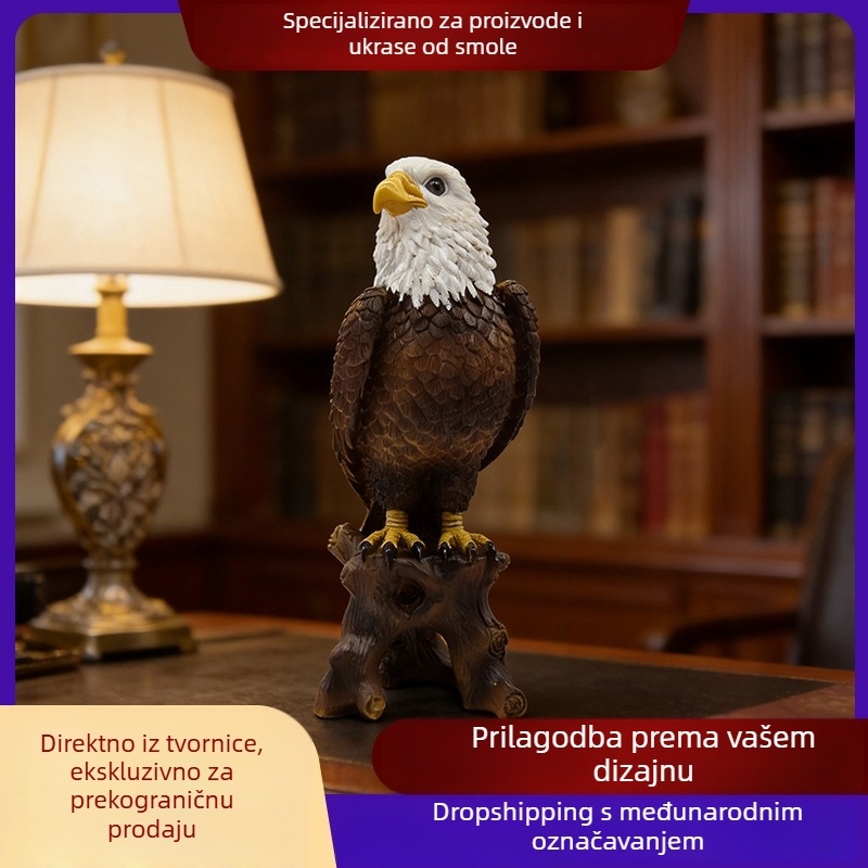 Statuja od smole bijeloglavog orla, američki stil – lagani luksuzni ukras za dnevni boravak, ulazni prostor, vrt i dvorište