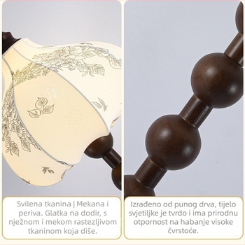 Francuska retro podna svjetiljka s japanskim Wabi-Sabi utjecajem, platnen sjenilica, završni premaz u boji oraha, dekorativna svjetiljka za spavaću sobu u novom kineskom stilu