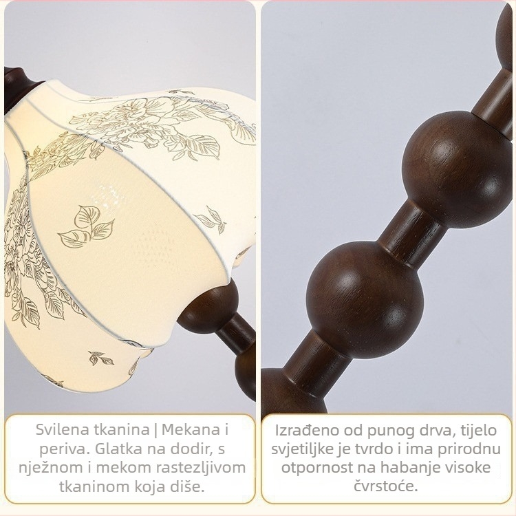Francuska retro podna svjetiljka s japanskim Wabi-Sabi utjecajem, platnen sjenilica, završni premaz u boji oraha, dekorativna svjetiljka za spavaću sobu u novom kineskom stilu