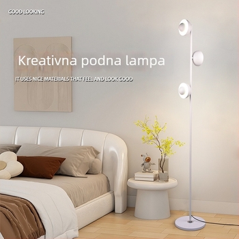 LED podna lampa u minimalističkom modernom stilu s PVC abažurom i metalnim tijelom, pogodna za dnevni boravak, spavaću sobu i radni prostor