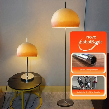 Gljiva podna svjetiljka – stakleno sjenilo, Bauhaus vintage stil, pogodna za spavaću sobu i dnevni boravak, 2 LED izvora svjetla