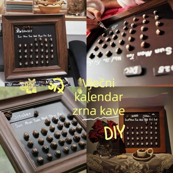 DIY magnetski vječni kalendar sa zrnima kave za dekoraciju