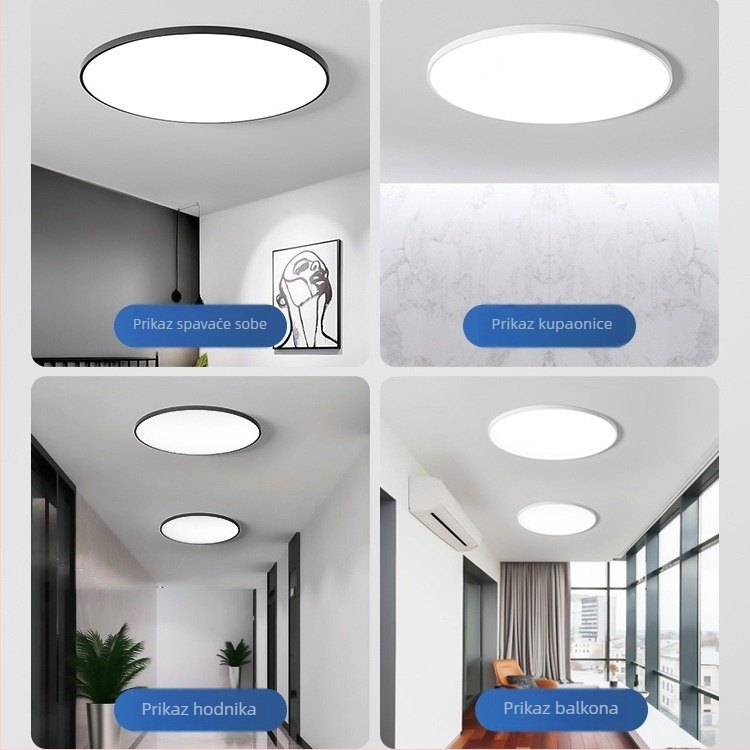 Yufu LED ultra-tanka okrugla stropna svjetiljka - vodootporna za kupaonicu, balkon, spavaću sobu, kuhinju i hodnik